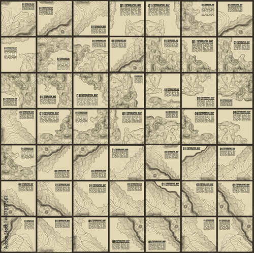 Grey contours vector topography. Geographic mountain topography vector illustration. Topographic pattern texture. Map on land vector terrain. Elevation graphic contour height lines. Vector Set.