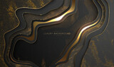 Luxury gold background. Elegant black with gold vector illustration dark. 3d business presentation template with dark paper cut.
