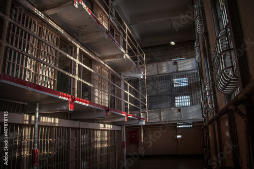 Interior of the legendary Alcatraz Prison, on an island near San Francisco, the US