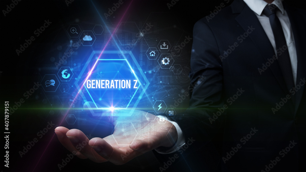 Man hand holding GENERATION Z inscription, social media concept Man hand holding GENERATION Z inscription, social media concept