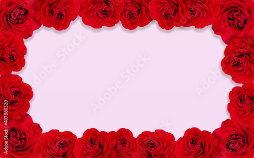 Fototapeta Naklejka Na Ścianę i Meble -  Valentine or Anniversary Red Roses Framed Around Blank Message Space for Your Text or Image