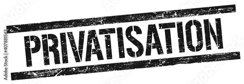 Foto PRIVATISATION text on black grungy rectangle stamp.
