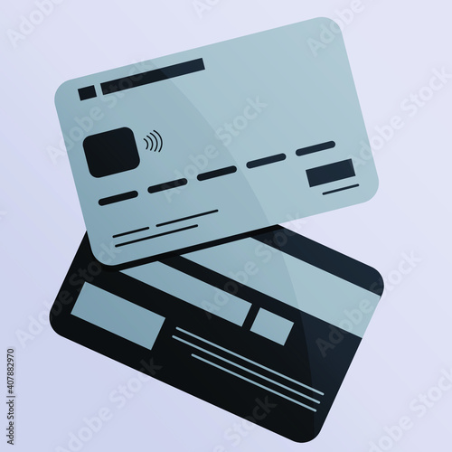 visa or master card business credit cards vector illustration contsctless wireless payment set icons electronic bank luxury silver color