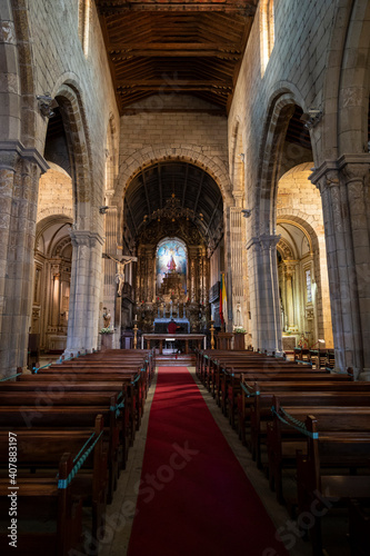 Interior of Nossa Senhora da Oliveira Church. Medieval building, with beautiful details and paintings on the walls.