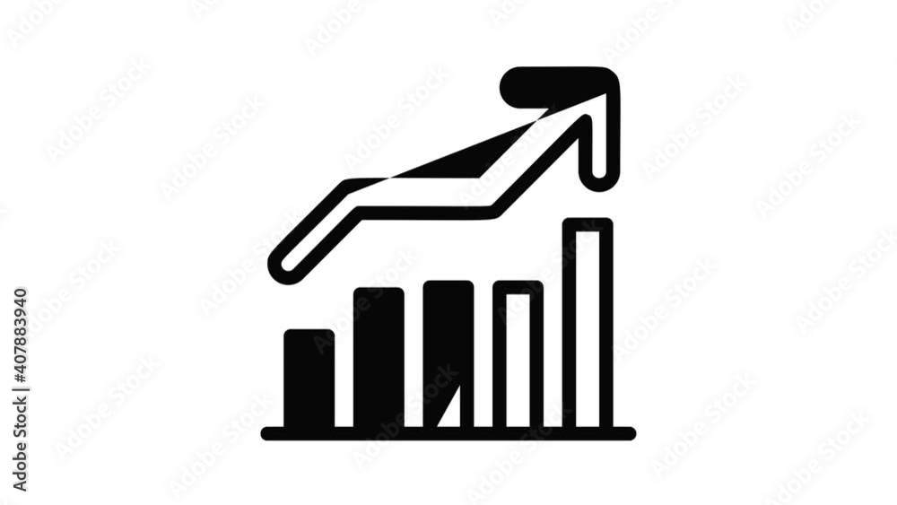 Grow up graph icon animation best object on white background Grow up graph icon animation best object on white background