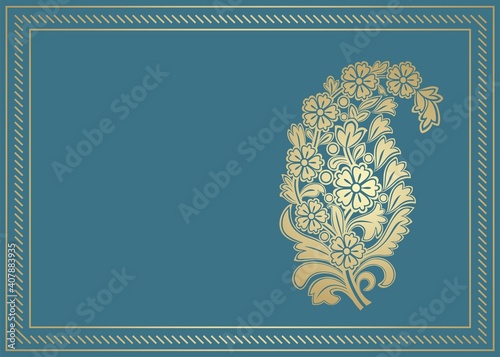 wedding template design, paisley floral motif , India	