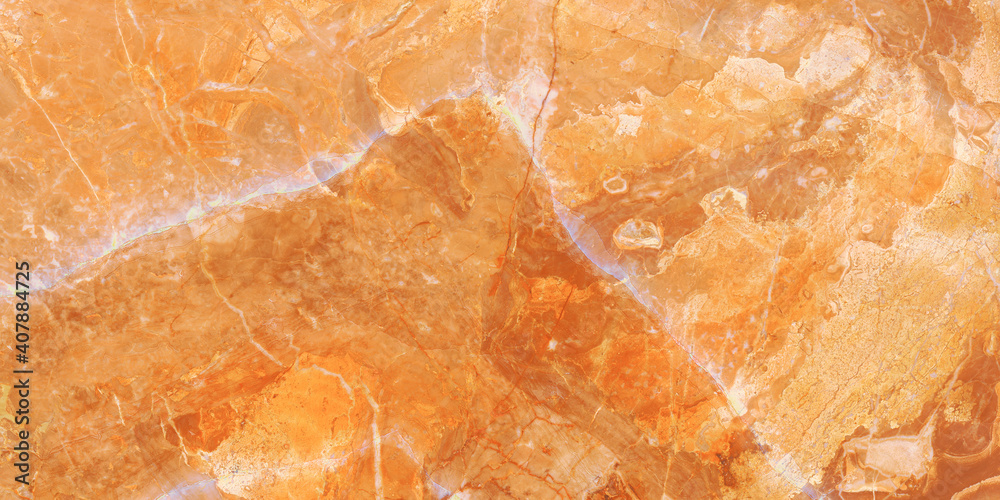 Orange onyx marble texture background pattern with high resolution, Close up polished surface of natural stone, Luxurious abstract wallpaper, Polished granite slab for Wall decoration and interior.
