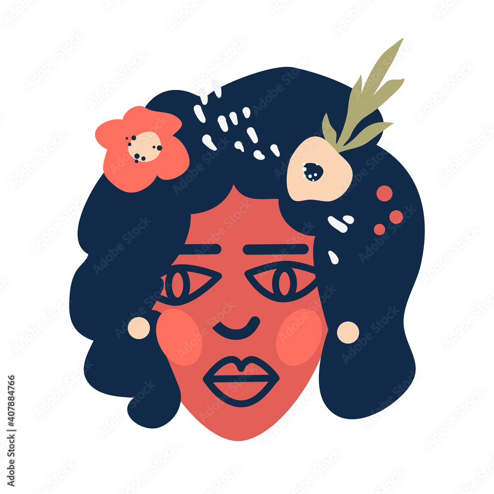 Abstract portrait of a dark-skinned woman. Modern ink drawing style. Minimalistic elegant concept. Vector illustration. Isolated on a white background. Abstract portrait of a dark-skinned woman. Modern ink drawing style. Minimalistic elegant concept. Vector illustration. Isolated on a white background.