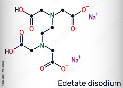 Disodium EDTA, edetate disodium,  disodium edetate,  molecule. It is diamine, is polyvalent chelating agent used to treat hypercalcemia. Skeletal chemical formula