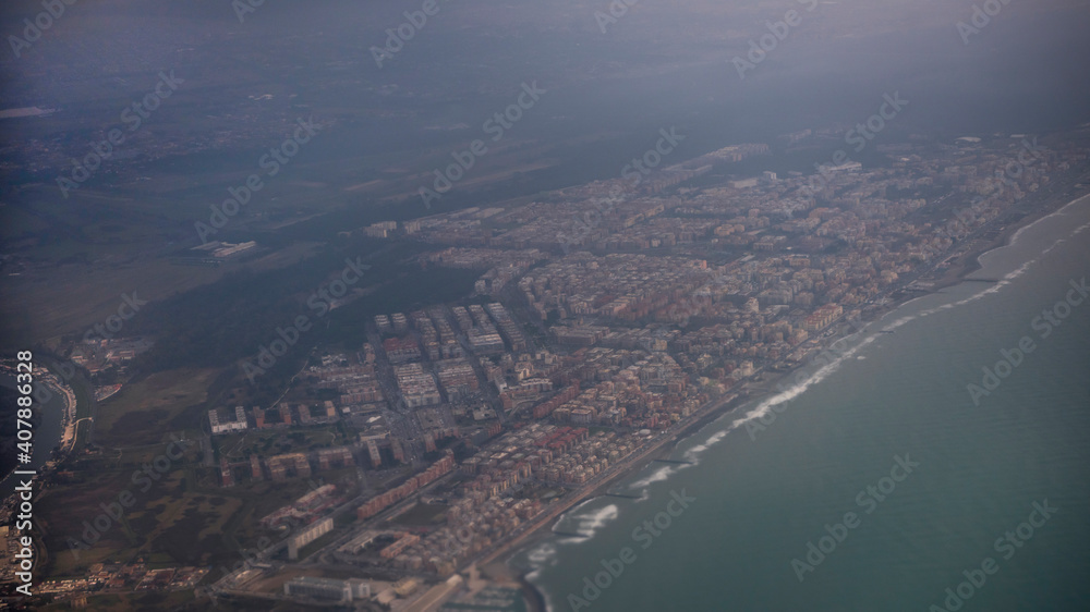  View of the city of Fiumicino from the aircraft