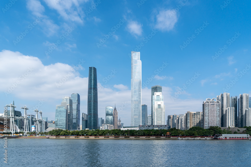 Naklejka premium Guangzhou City Scenery and Modern Architecture Landscape
