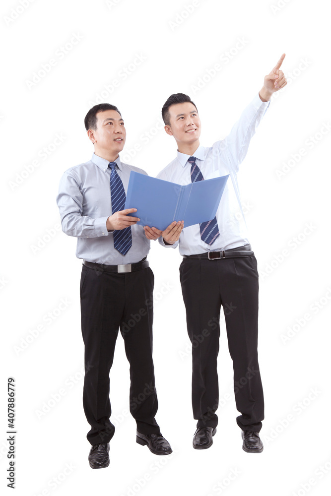 Two business men holding a folder Two business men holding a folder