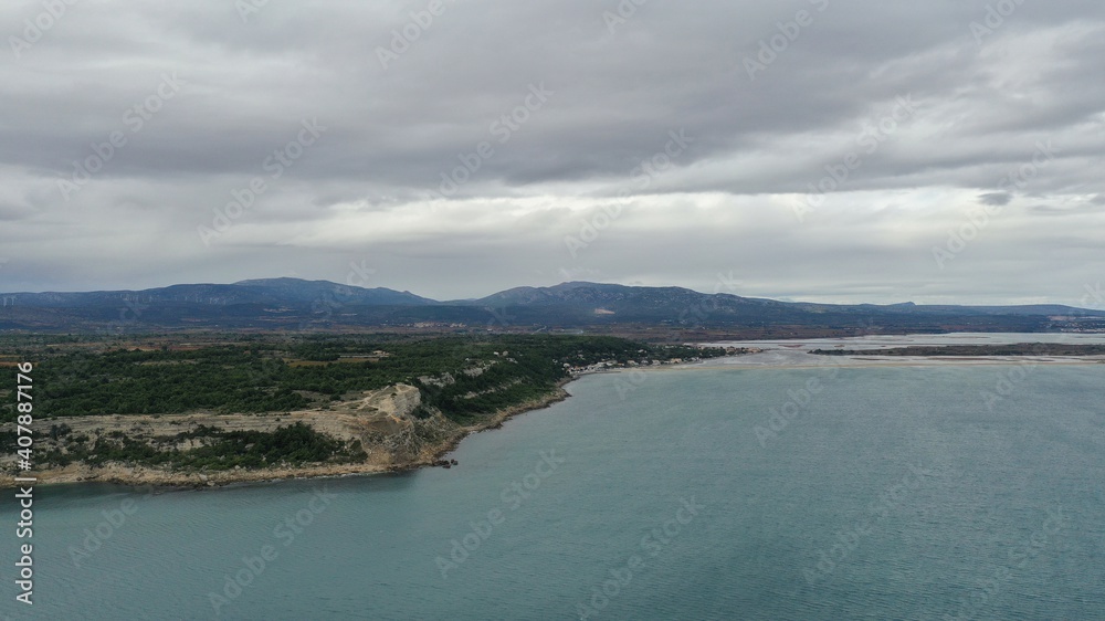 survol du littoral de l'Aude entre Leucate et le Barcarès