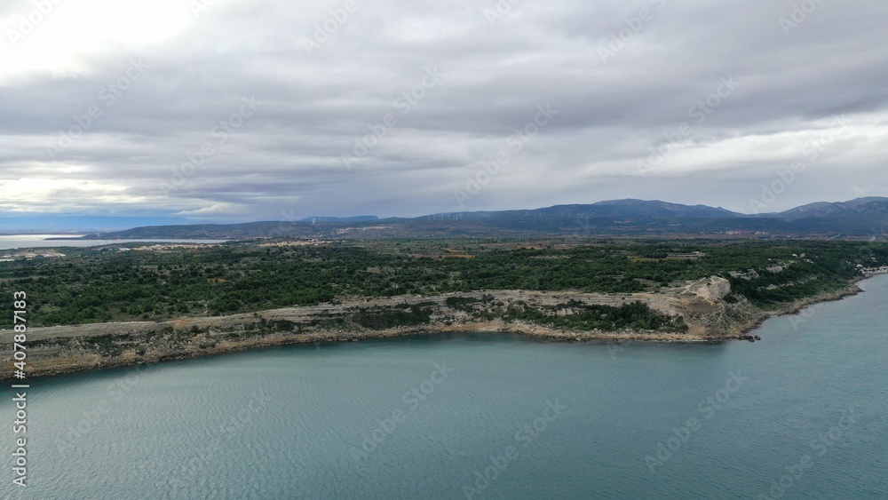 survol du littoral de l'Aude entre Leucate et le Barcarès