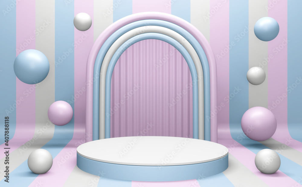 Pink and Cyan abstract on podium geometric. 3D rendering Pink and Cyan abstract on podium geometric. 3D rendering