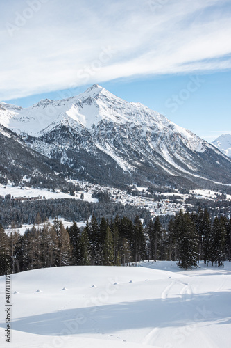 snow covered mountains and forest  © vaneynde