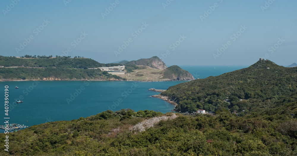 Beautiful scenery from the mountain in tung lung chau Beautiful scenery from the mountain in tung lung chau