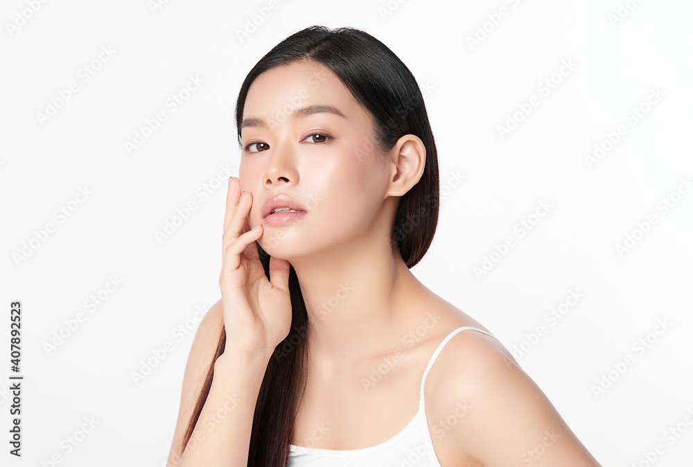 Beautiful young asian woman with clean fresh skin on white background, Face care, Facial treatment, Cosmetology, beauty and spa, Asian women portrait Beautiful young asian woman with clean fresh skin on white background, Face care, Facial treatment, Cosmetology, beauty and spa, Asian women portrait