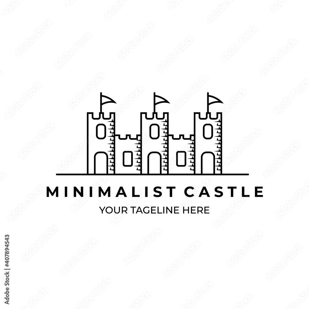 dream castle minimalist logo line art design vector illustration