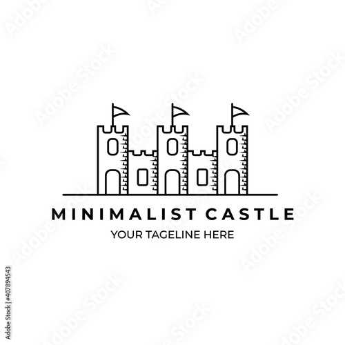 dream castle minimalist logo line art design vector illustration