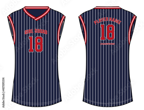 Women Baseball Sleeveless Tank top Sports t-shirt Jersey design concept Illustration Vector suitable for girls and Ladies for  Volleyball jersey, Soccer, netball, Football, badminton and tennis sports