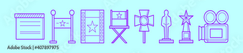 set of film cartoon icon design template with various models. vector illustration isolated on blue background