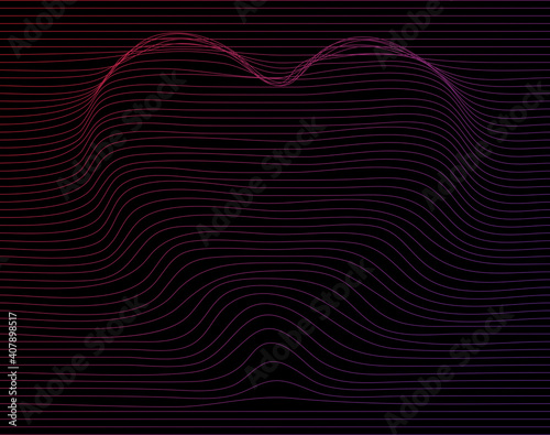 Abstract heart line distortion gradient color vector background