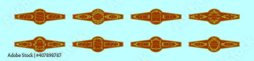 set of cigar label cartoon icon design template with various models. vector illustration isolated on blue background