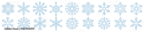 Set of blue Snowflakes icon, snowflake winter icon symbol on white background,