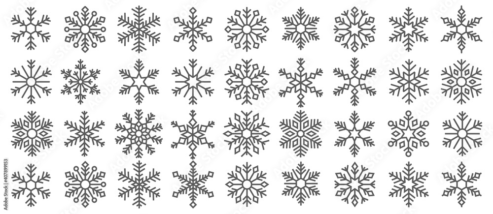 Snowflakes icons set. Winter pattern snow ornament, Frost background, Vector illustration Snowflakes icons set. Winter pattern snow ornament, Frost background, Vector illustration