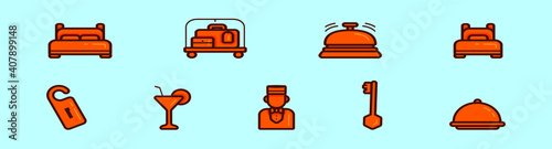 set of concierge cartoon icon design template with various models. vector illustration isolated on blue background