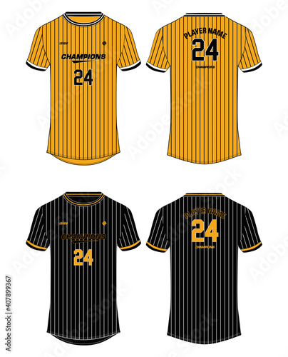 Baseball Sports jersey t shirt design concept vector template, sports active wear concept with front and back view for football, Cricket, soccer, Volleyball, Rugby, tennis and badminton uniform