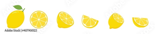Fresh lemon fruits icon, Yellow Lemon slice, vector illustration 	