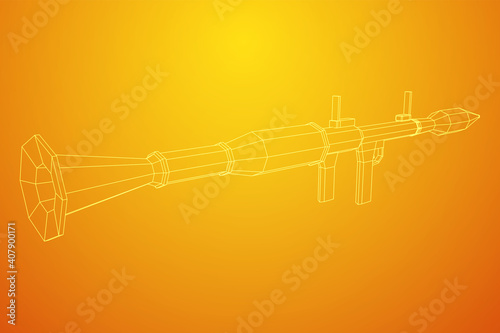 Anti-tank rocket propelled grenade launcher - RPG 7. Wireframe low poly mesh vector illustration.