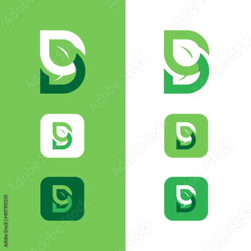 logo B leaf monogram icon, green leaf letter B concept.