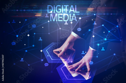 Navigating social networking with DIGITAL MEDIA inscription, new media concept