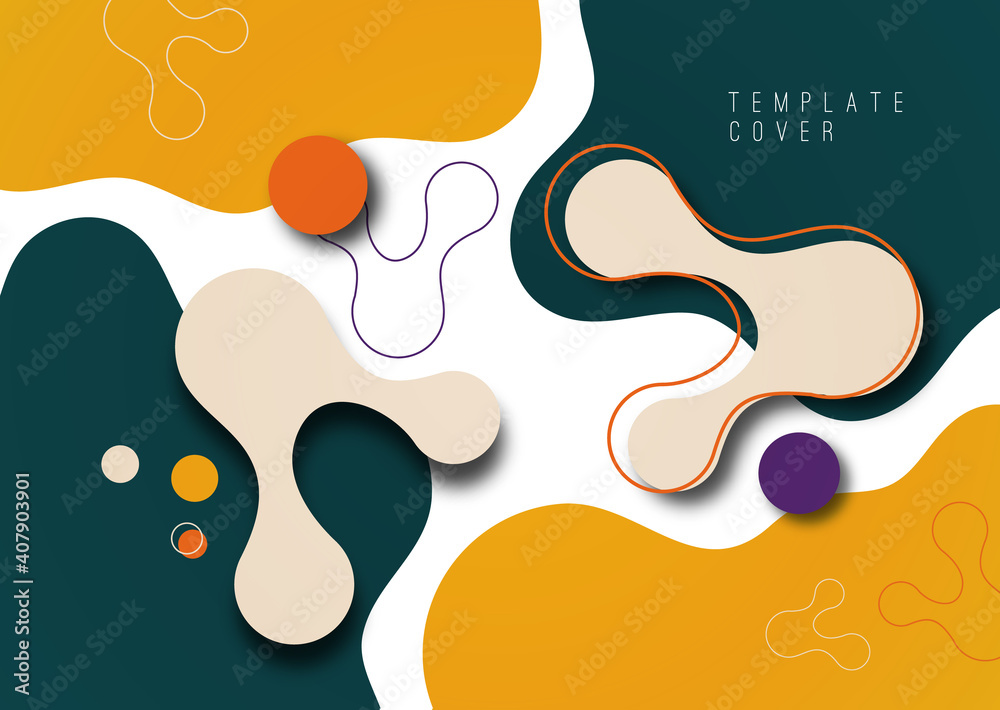 Colorful geometric background design. Composition of flowing shapes with trendy colors. Design for poster, page, flyer, cover. Vector Colorful geometric background design. Composition of flowing shapes with trendy colors. Design for poster, page, flyer, cover. Vector