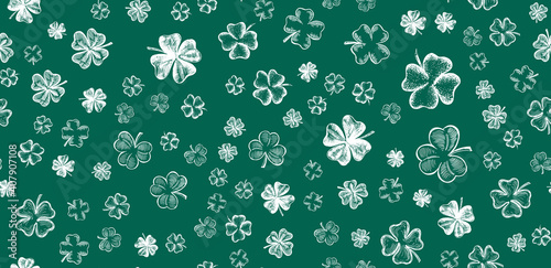 Clover set. Patrick's day.  Hand drawn illustration,Vector.	