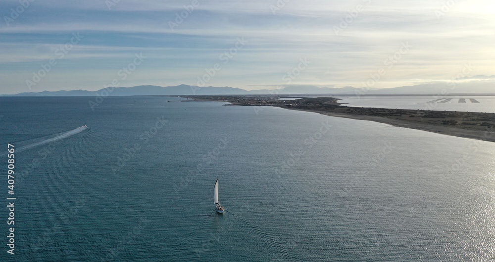 survol du littoral de l'Aude de Leucate-plage à port-Leucate