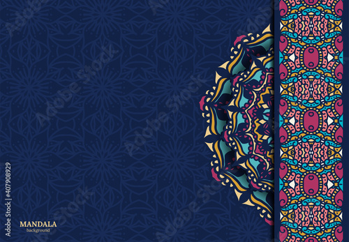 Vector vintage decor, ornate seamless borders and round mandala. Vignettes with arches, rosettes, floral elements. Eastern style design. Ethnic decoration. Indian, Pakistani, Turkish, Arabic motifs.