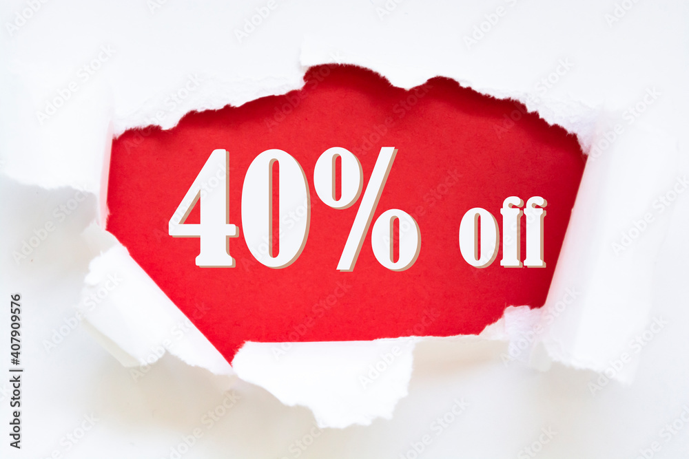 paper torn with word of 40% OFF paper torn with word of 40% OFF