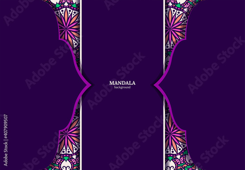 Vector vintage decor, ornate seamless borders and round mandala. Vignettes with arches, rosettes, floral elements. Eastern style design. Ethnic decoration. Indian, Pakistani, Turkish, Arabic motifs.