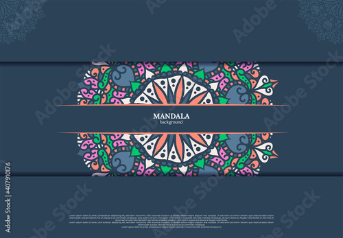 Vector vintage decor, ornate seamless borders and round mandala. Vignettes with arches, rosettes, floral elements. Eastern style design. Ethnic decoration. Indian, Pakistani, Turkish, Arabic motifs.