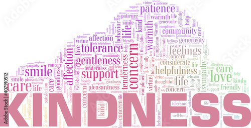 Kindness vector illustration word cloud isolated on a white background.