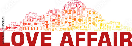 Love affair vector illustration word cloud isolated on a white background.