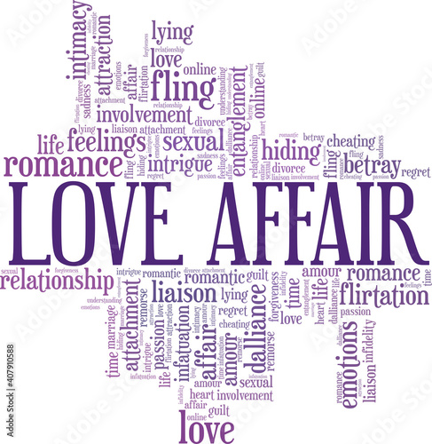 Love affair vector illustration word cloud isolated on a white background.