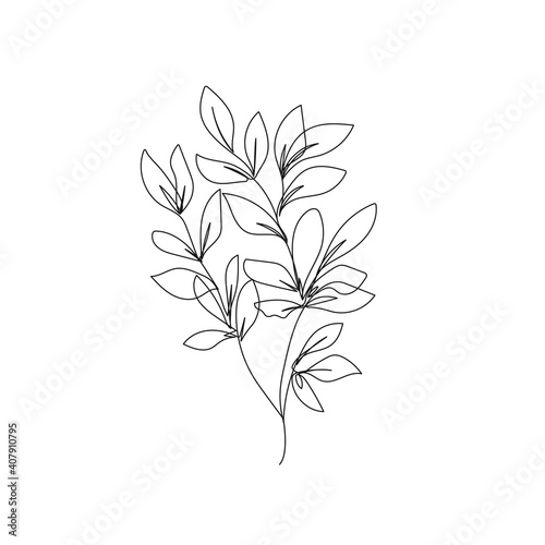 Vector Leaves One Line Drawing. Botanical Poster. Modern Line Art Drawing. Perfect for Home Decor, Wall Art Posters, or t-shirt Print, Mobile Case. Botanical Poster, Print, Background