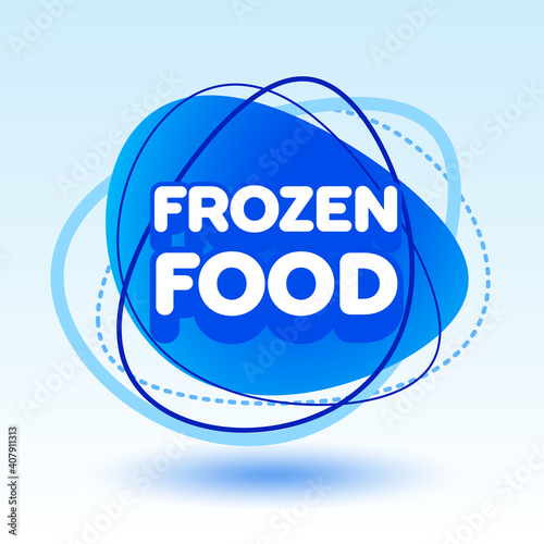 Vector creative emblem Frozen Food. Blue abstract badge