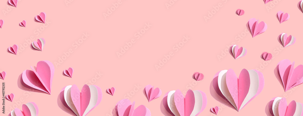 Valentines day or Appreciation theme with paper craft hearts