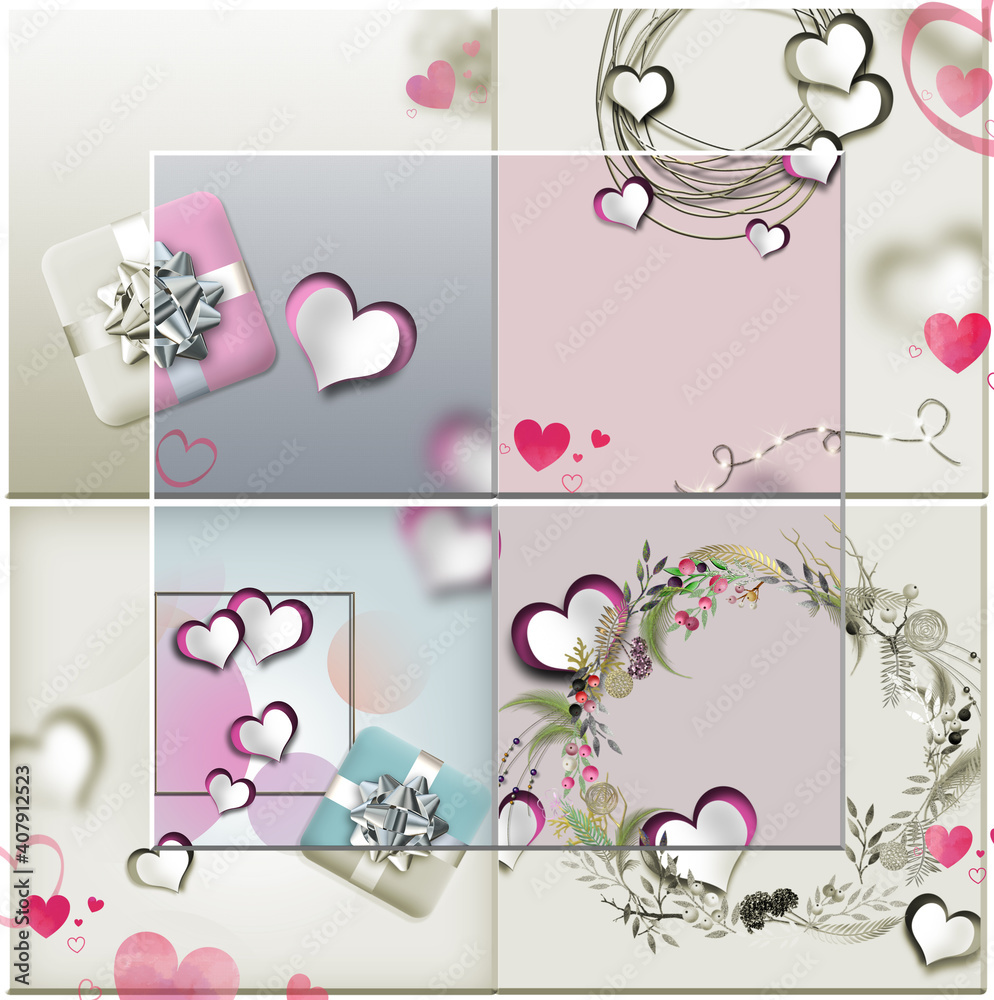 Elegant romantic love collage for Valentine day Elegant romantic love collage for Valentine day